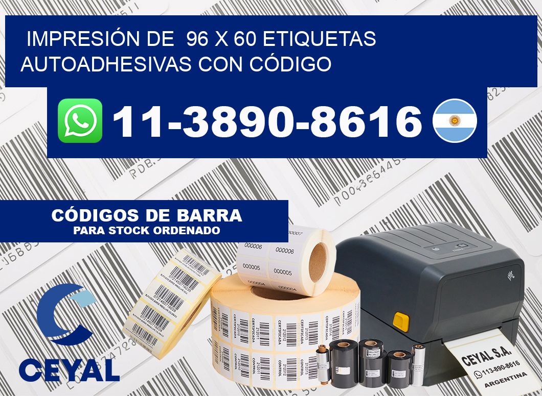 IMPRESIÓN DE  96 x 60 ETIQUETAS AUTOADHESIVAS CON CÓDIGO