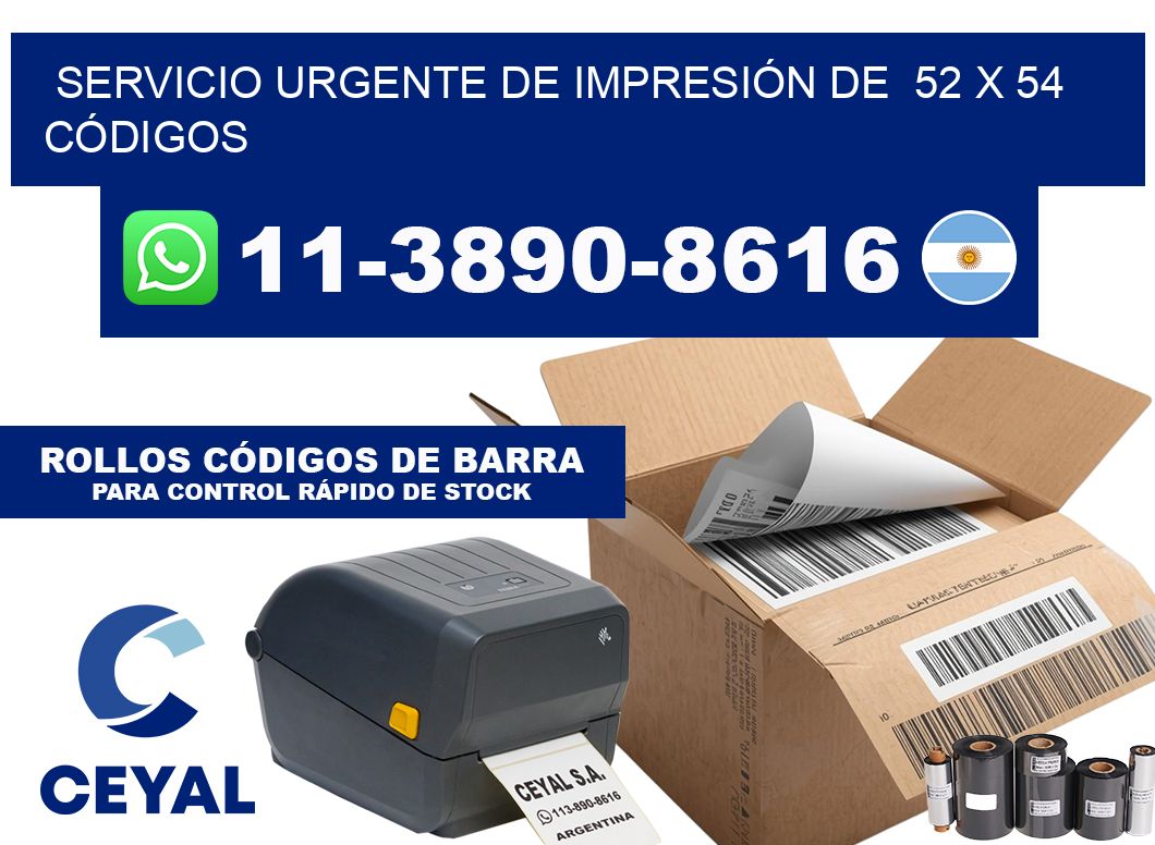 SERVICIO URGENTE DE IMPRESIÓN DE  52 x 54 CÓDIGOS