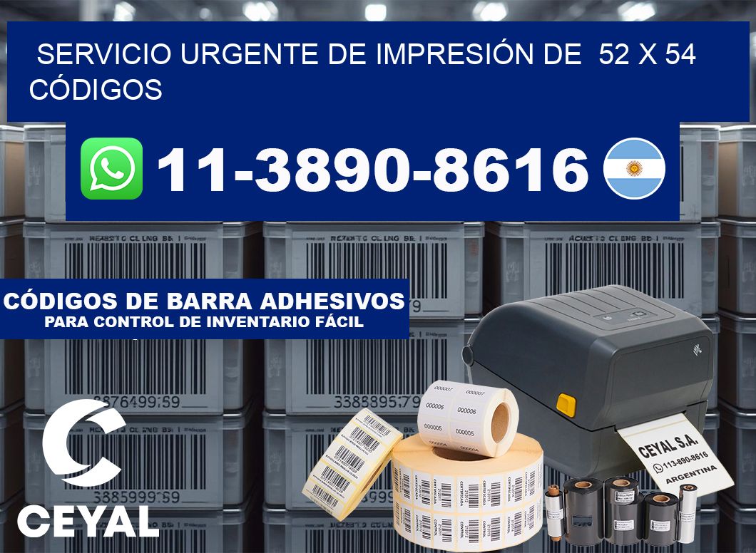 SERVICIO URGENTE DE IMPRESIÓN DE  52 x 54 CÓDIGOS