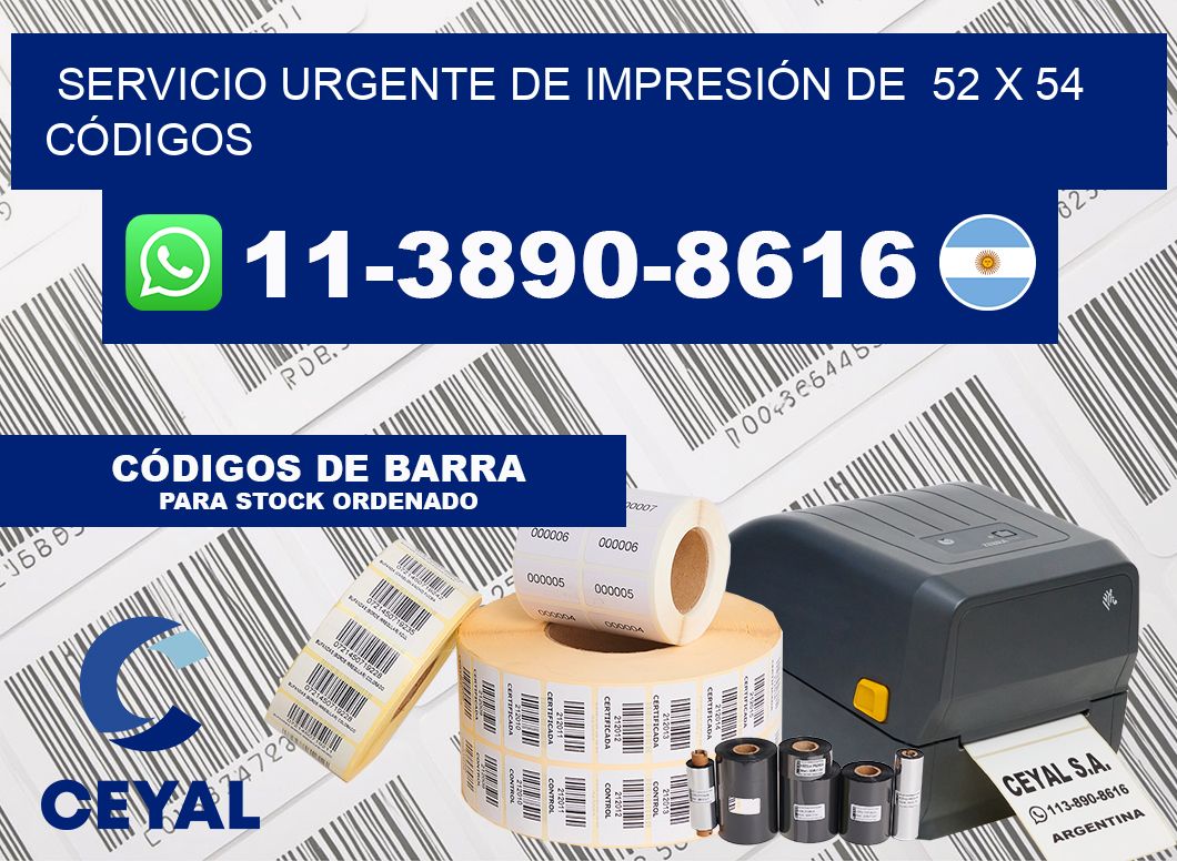 SERVICIO URGENTE DE IMPRESIÓN DE  52 x 54 CÓDIGOS