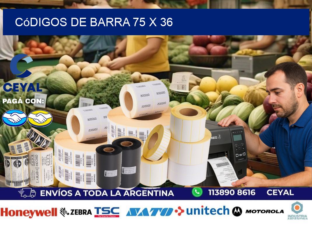códigos de barra 75 x 36