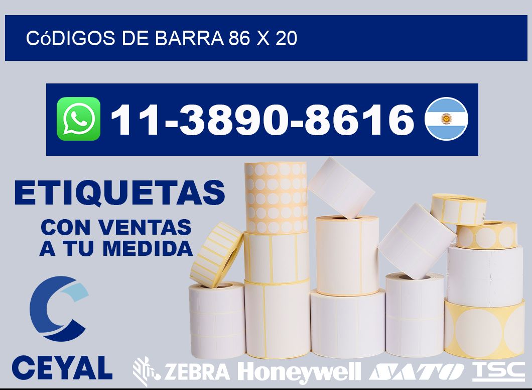 códigos de barra 86 x 20