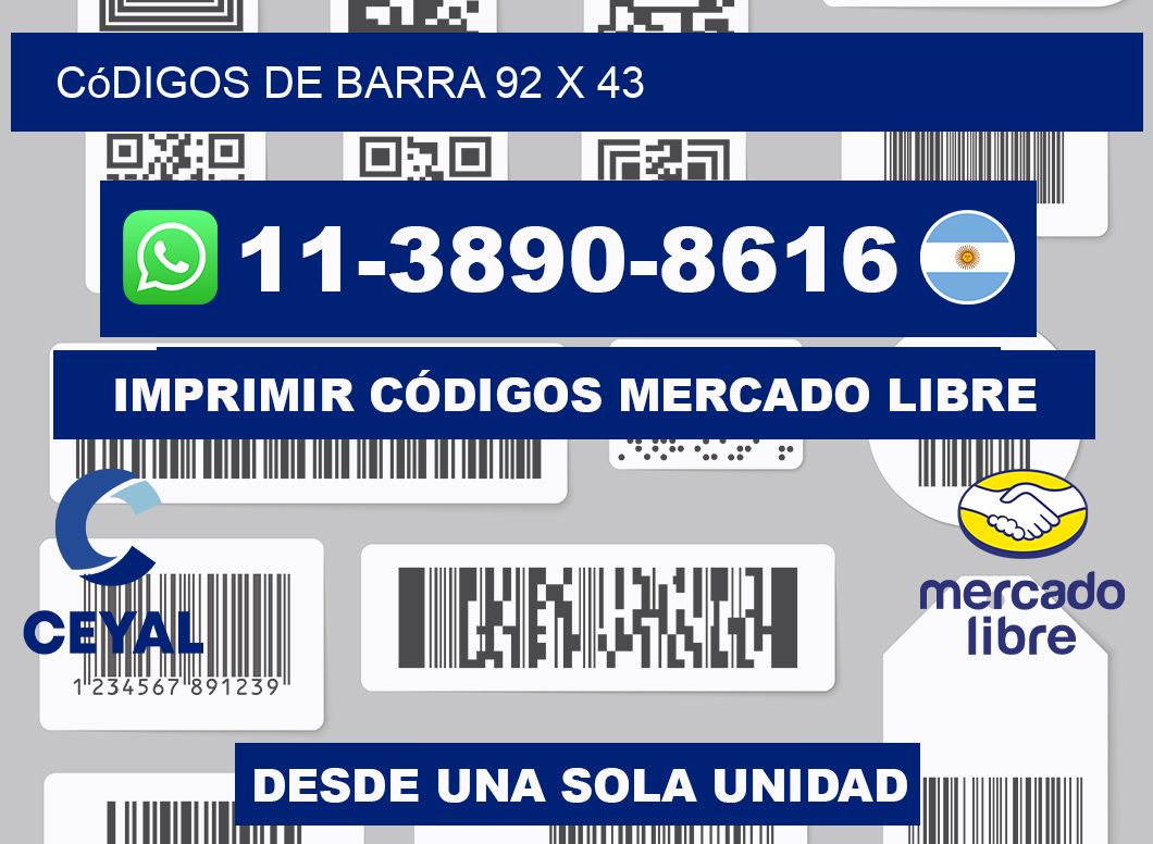 códigos de barra 92 x 43