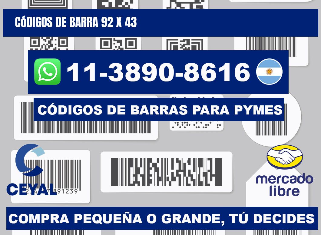 códigos de barra 92 x 43