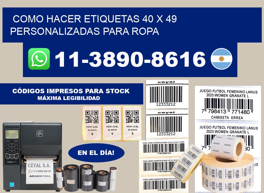 como hacer etiquetas 40 x 49 personalizadas para ropa