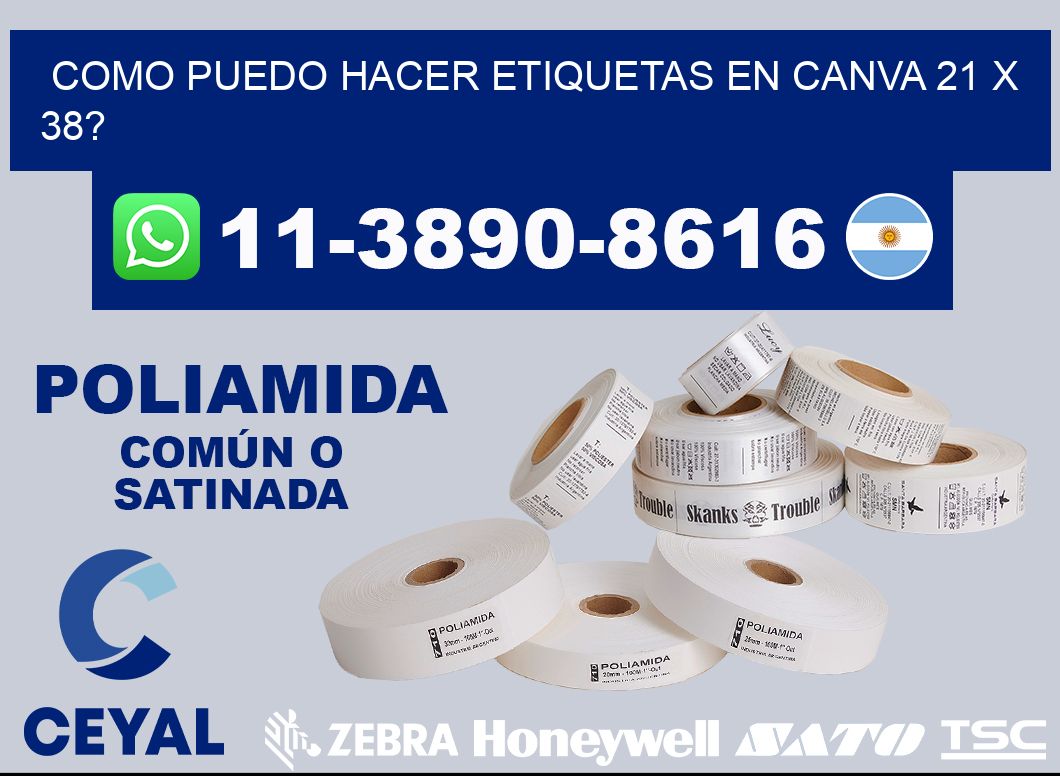 como puedo hacer etiquetas en canva 21 x 38?