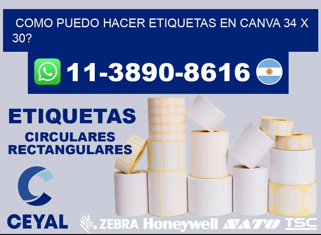 como puedo hacer etiquetas en canva 34 x 30?