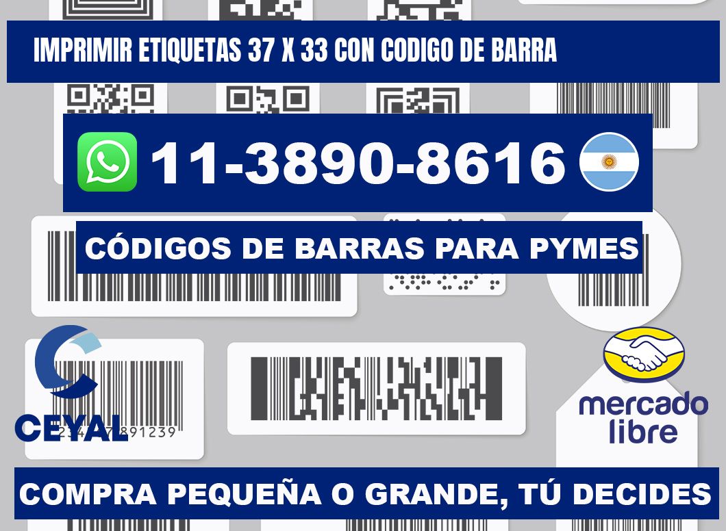 imprimir etiquetas 37 x 33 con codigo de barra
