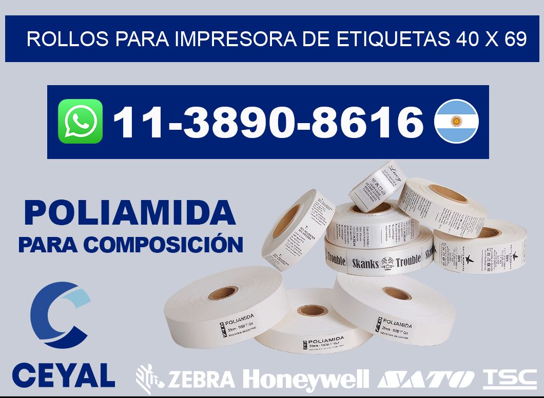 rollos para impresora de etiquetas 40 x 69