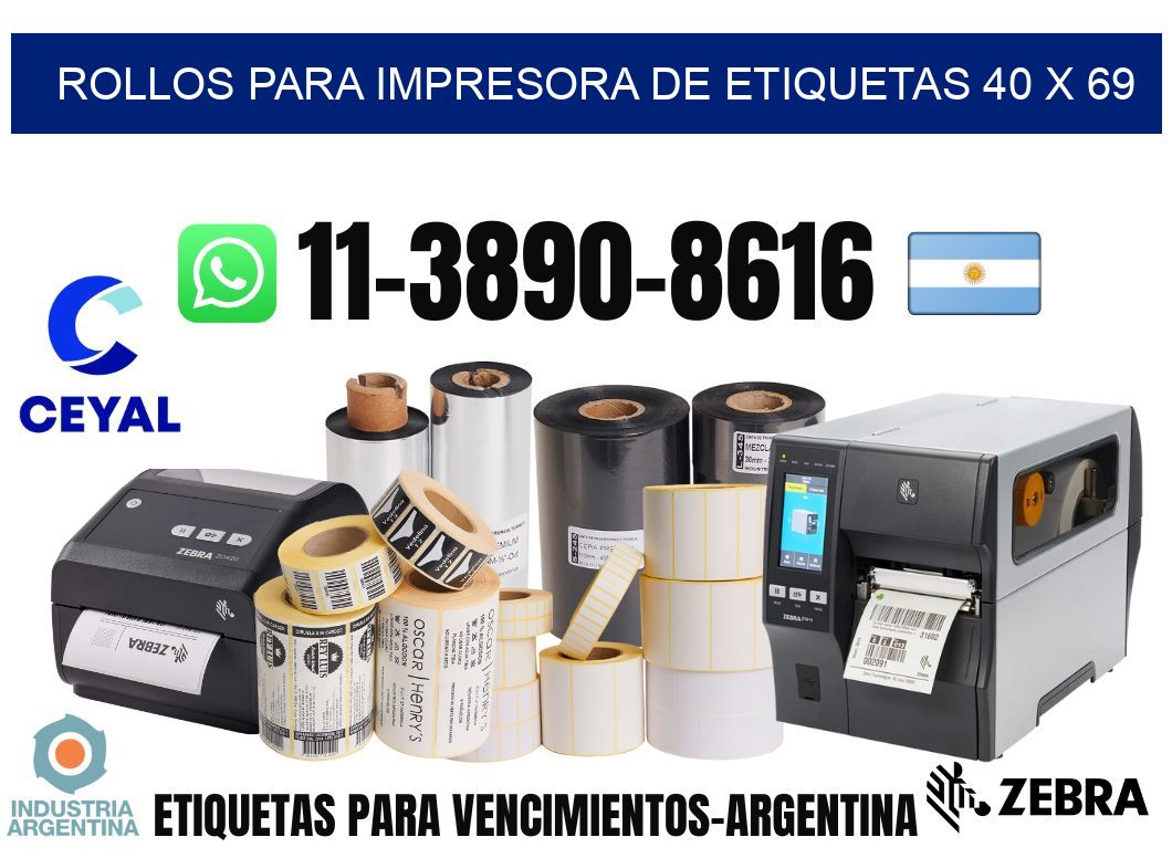 rollos para impresora de etiquetas 40 x 69