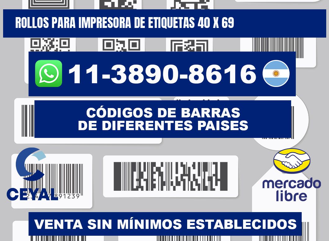 rollos para impresora de etiquetas 40 x 69