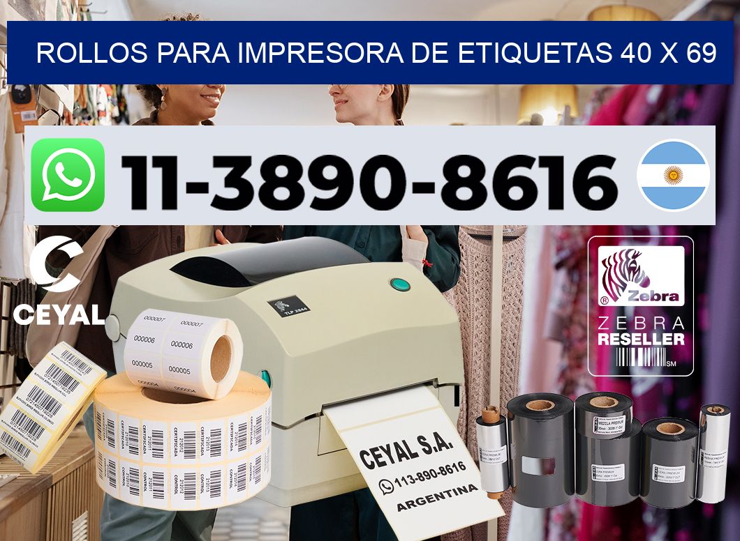 rollos para impresora de etiquetas 40 x 69