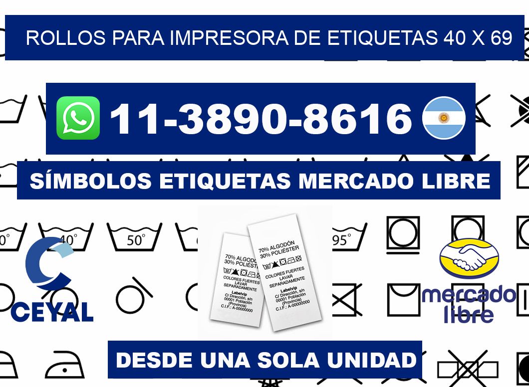 rollos para impresora de etiquetas 40 x 69
