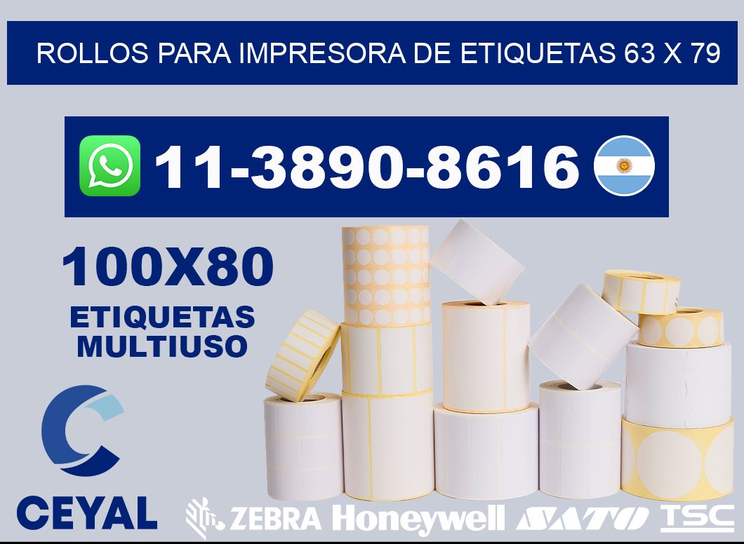 rollos para impresora de etiquetas 63 x 79