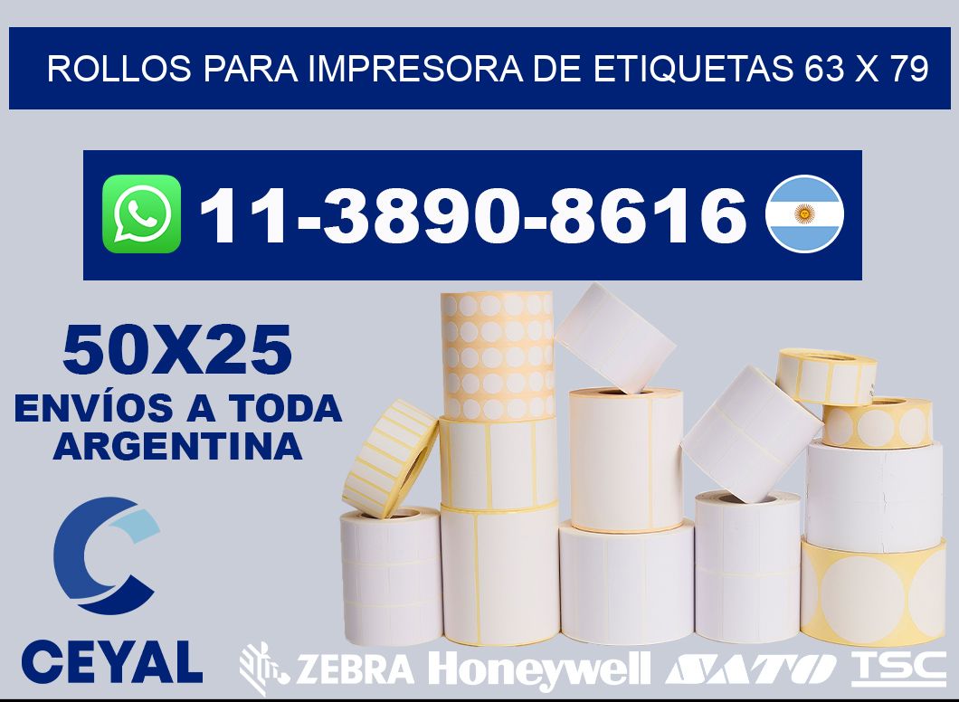 rollos para impresora de etiquetas 63 x 79