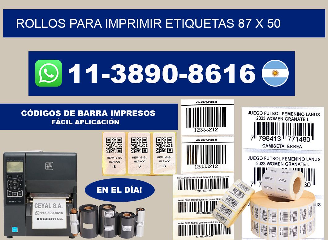 rollos para imprimir etiquetas 87 x 50