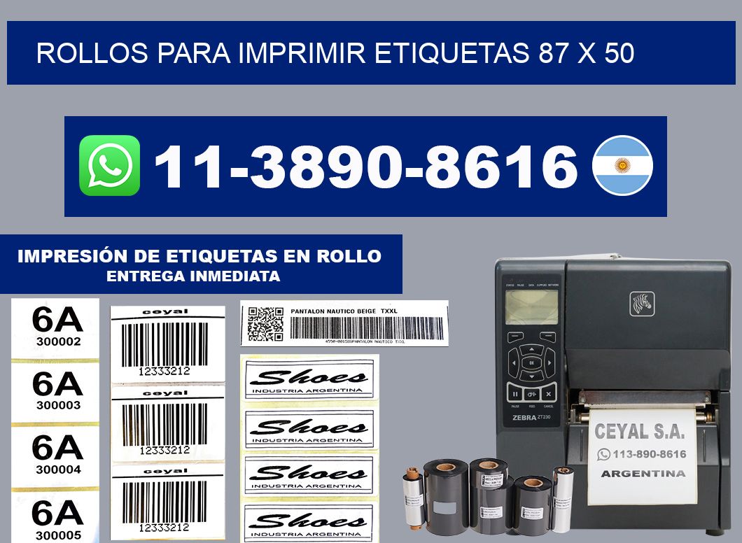 rollos para imprimir etiquetas 87 x 50
