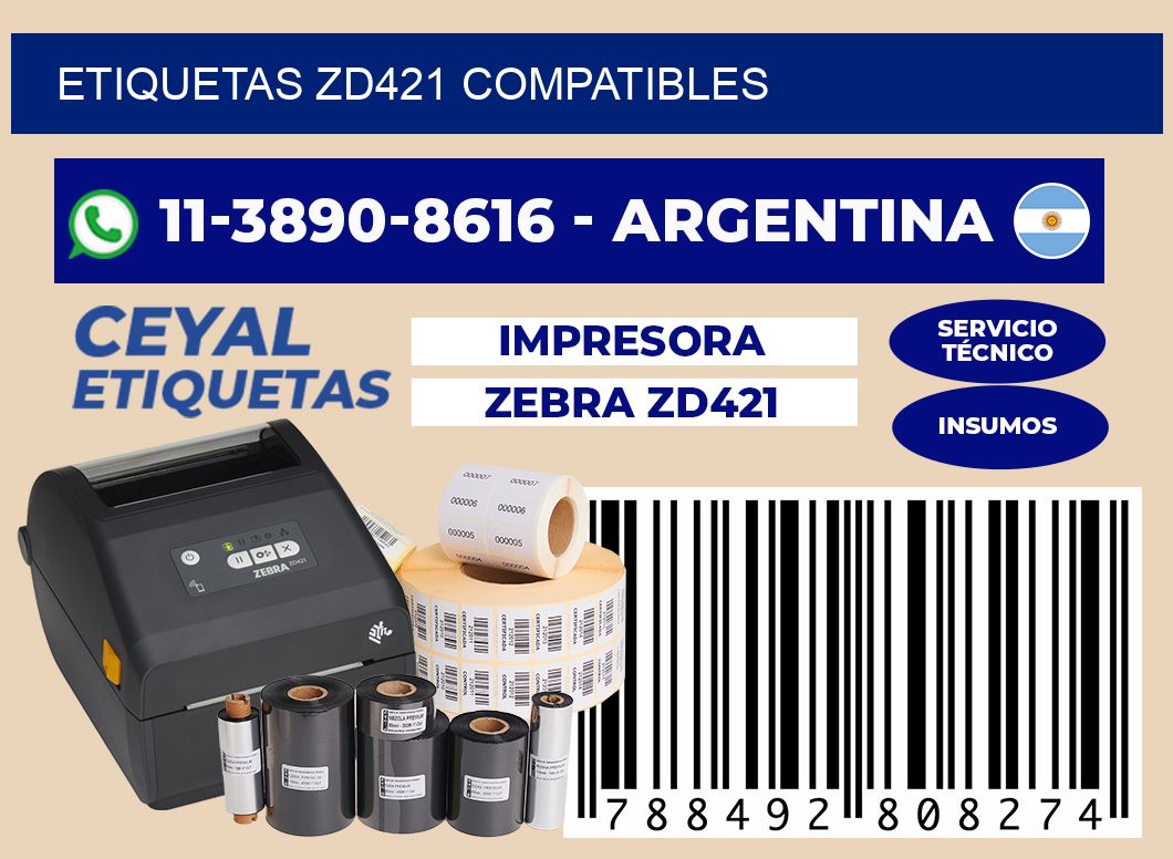 ETIQUETAS ZD421 compatibles