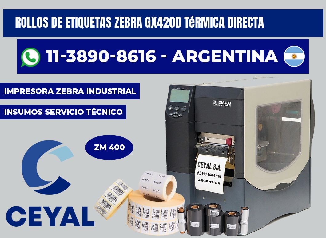 rollos de etiquetas zebra GX420d térmica directa