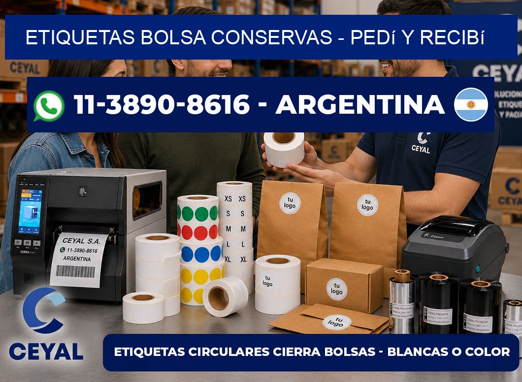 Etiquetas Bolsa conservas - Pedí y recibí