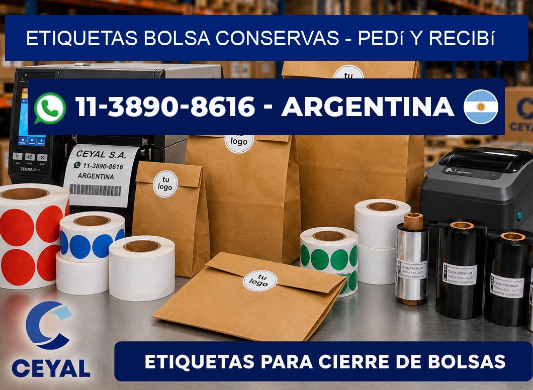 Etiquetas Bolsa conservas - Pedí y recibí