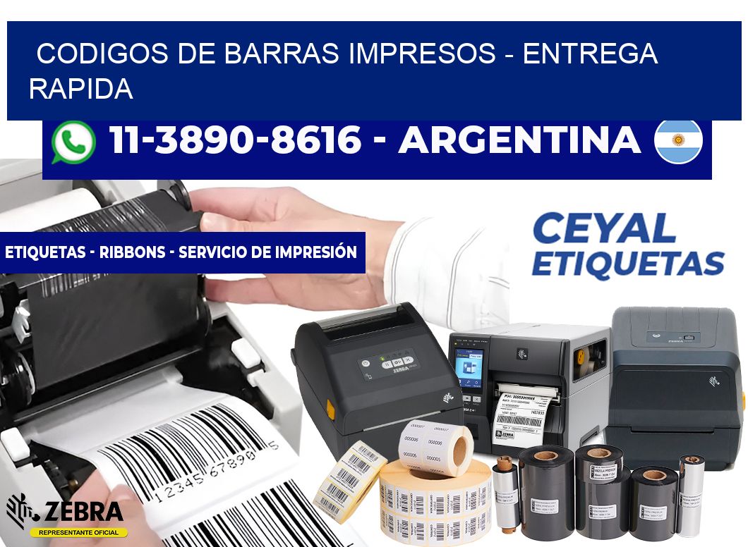 CODIGOS DE BARRAS IMPRESOS - entrega rapida