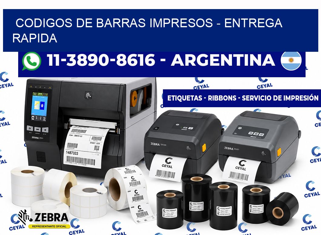 CODIGOS DE BARRAS IMPRESOS - entrega rapida