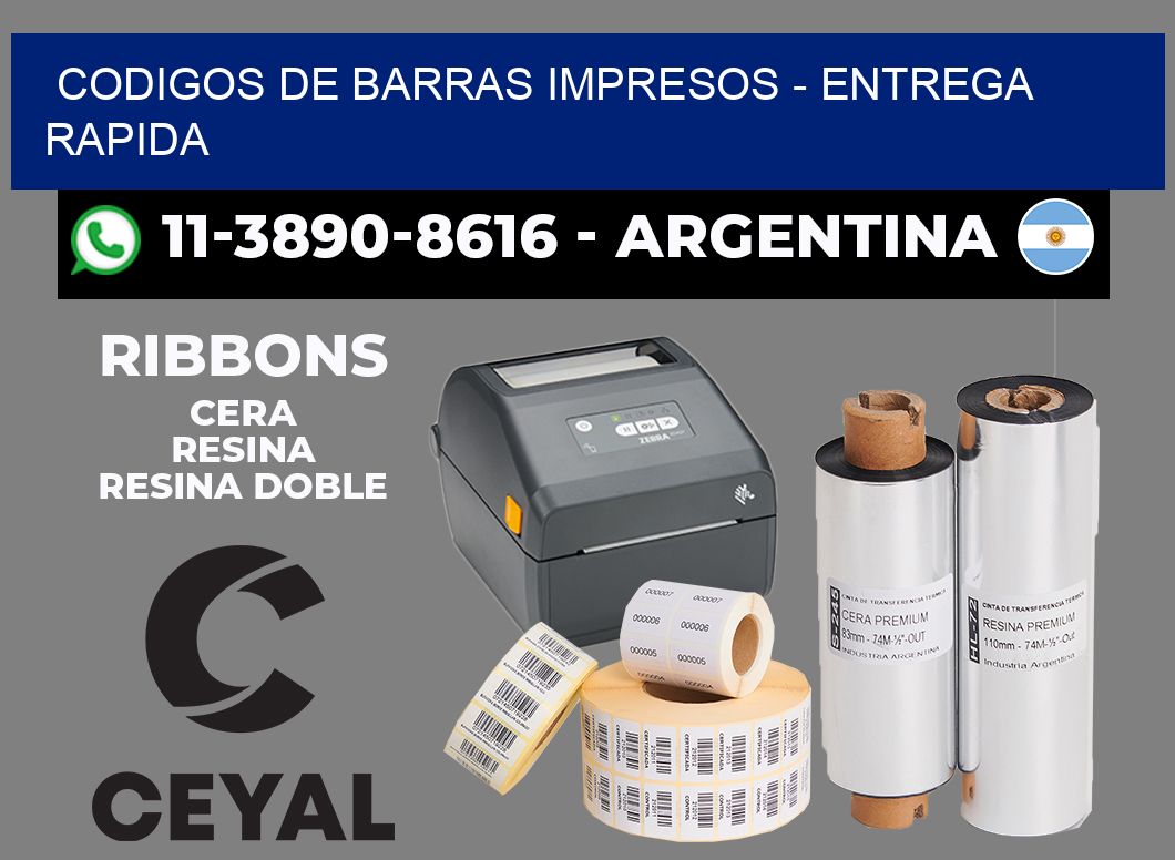 CODIGOS DE BARRAS IMPRESOS - entrega rapida